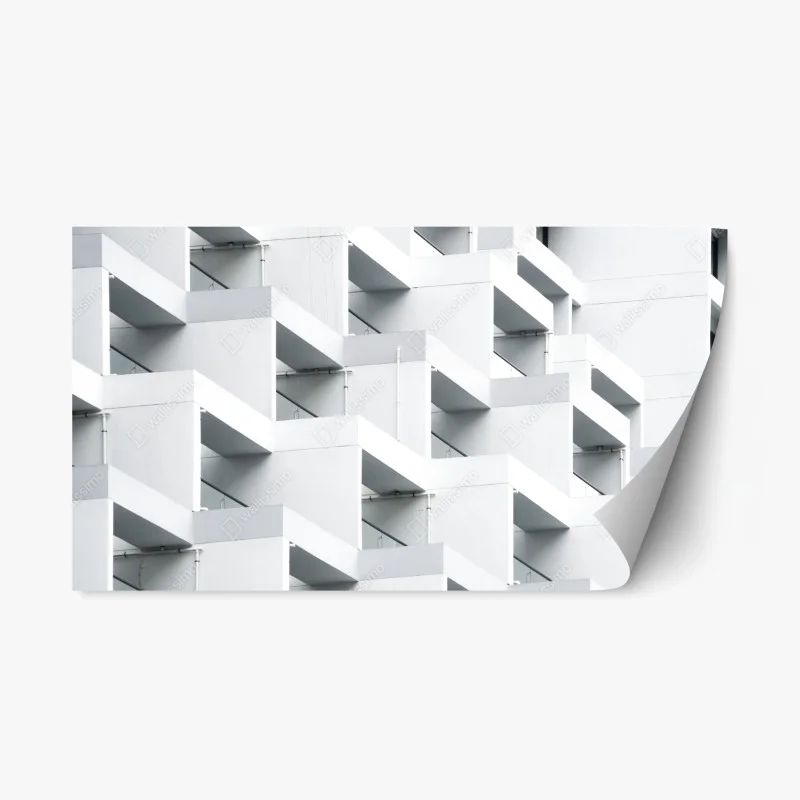 Repositionable sticker white concrete geometric facade