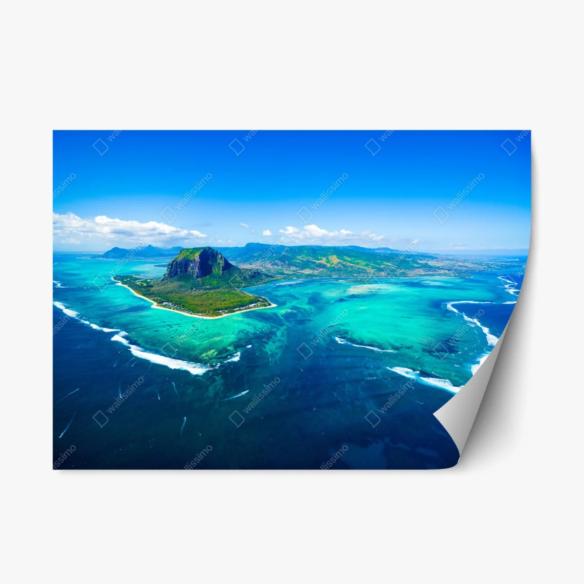 Repositionable sticker Le Morne panorama over Mauritius lagoon • Wallissimo® Repositionable sticker Le Morne panorama over Mauritius lagoon • Wallissimo®