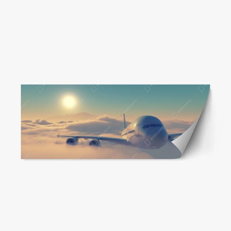 Repositionable sticker majestic airliner above the clouds
