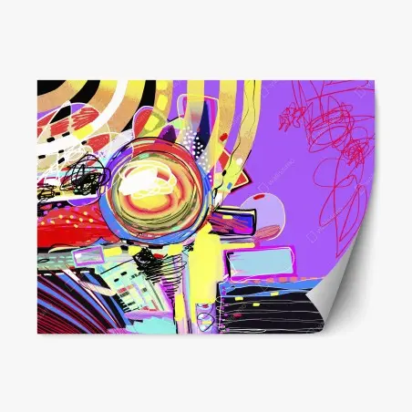 Repositionable sticker vibrant purple abstract composition • Wallissimo®
