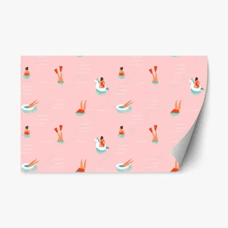 Repositionable sticker playful pastel pool pattern • Wallissimo®