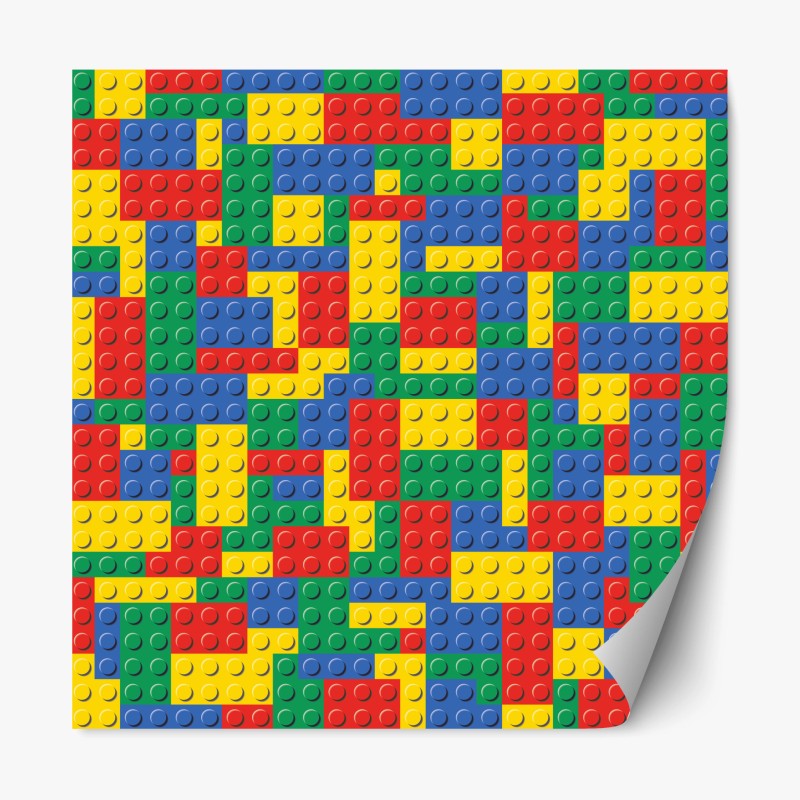 Repositionable sticker colorful building block pattern
