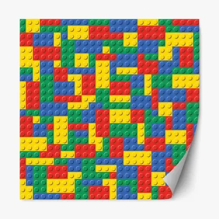 Repositionable sticker colorful building block pattern • Wallissimo®
