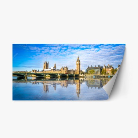 Repositionable sticker London skyline with river reflection • Wallissimo®