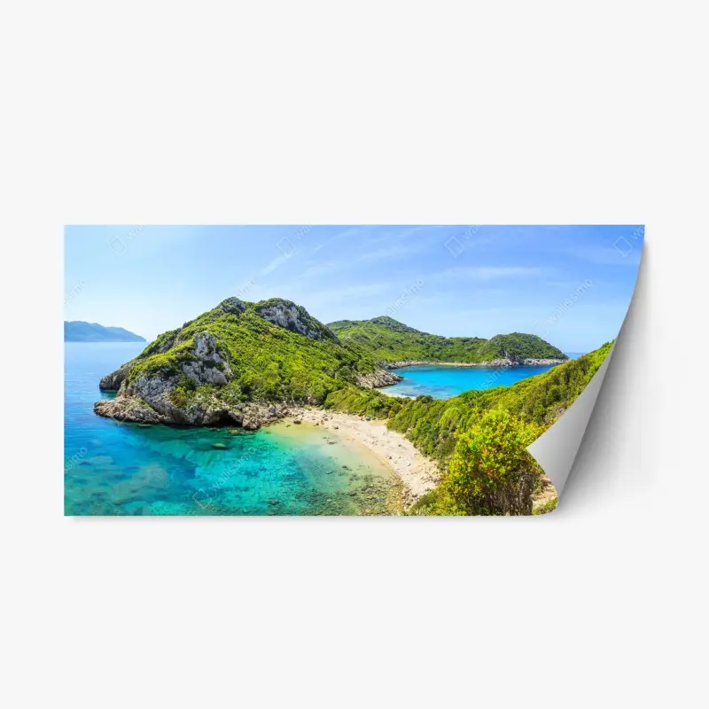 Repositionable sticker turquoise island cove beach landscape