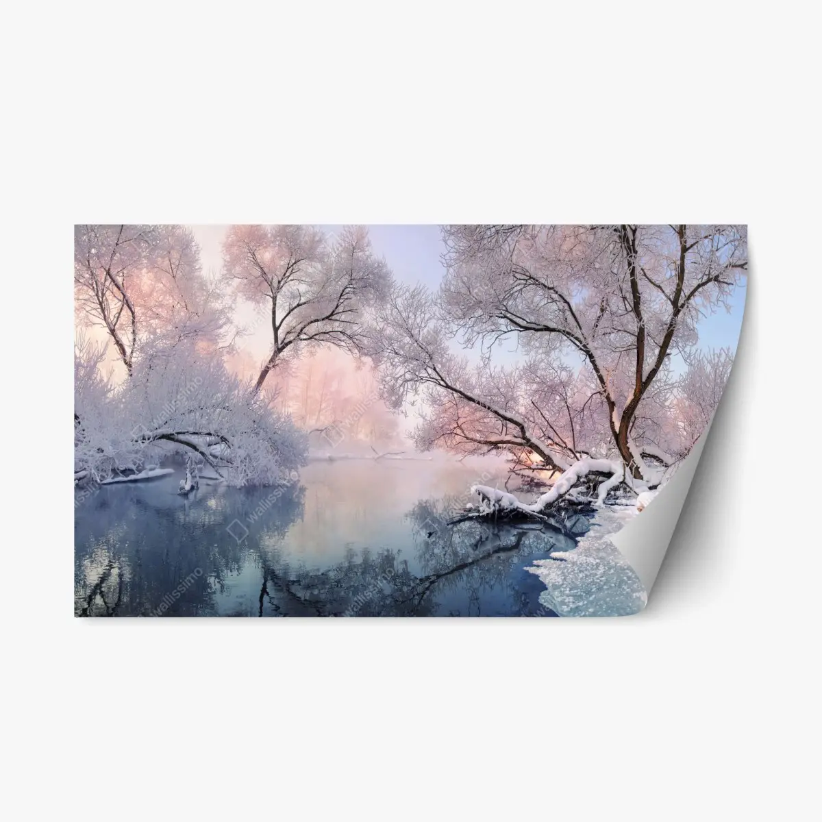 Repositionable sticker serene winter river landscape • Wallissimo® Repositionable sticker serene winter river landscape • Wallissimo®