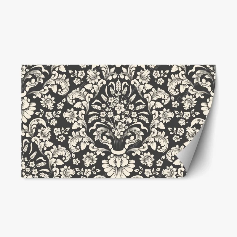 Repositionable sticker vintage floral damask pattern