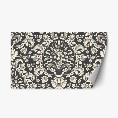Repositionable sticker vintage floral damask pattern • Wallissimo®