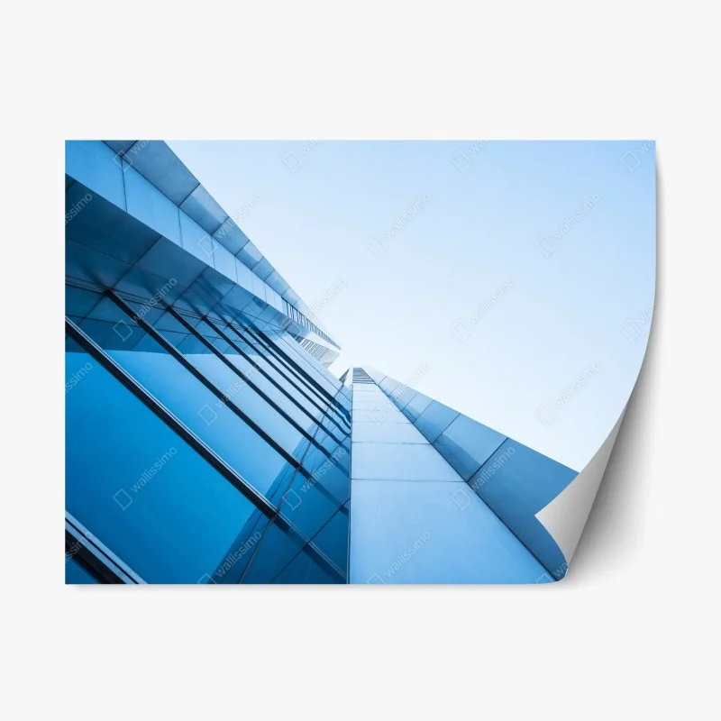 Repositionable sticker modern blue glass facade