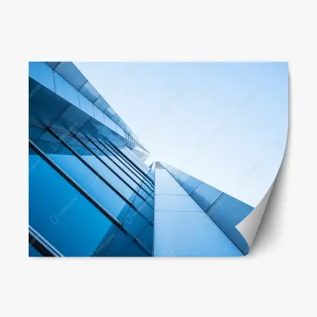 Repositionable sticker modern blue glass facade • Wallissimo®