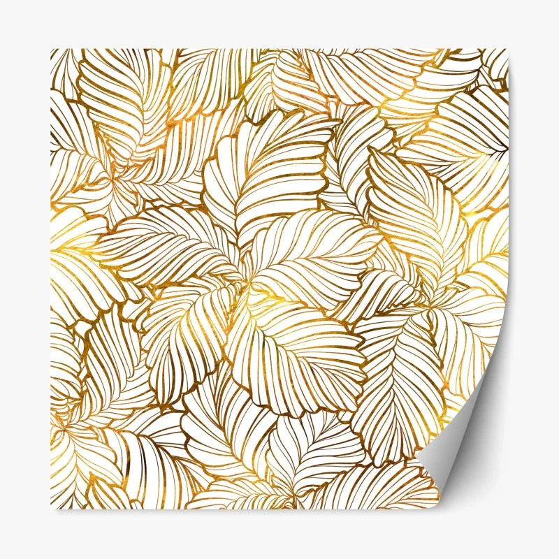 Repositionable sticker golden leaf line art pattern