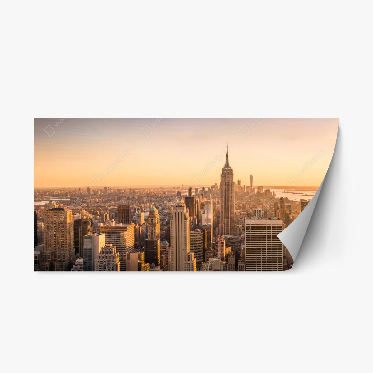 Repositionable sticker golden sunset over New York skyline • Wallissimo® Repositionable sticker golden sunset over New York skyline • Wallissimo®