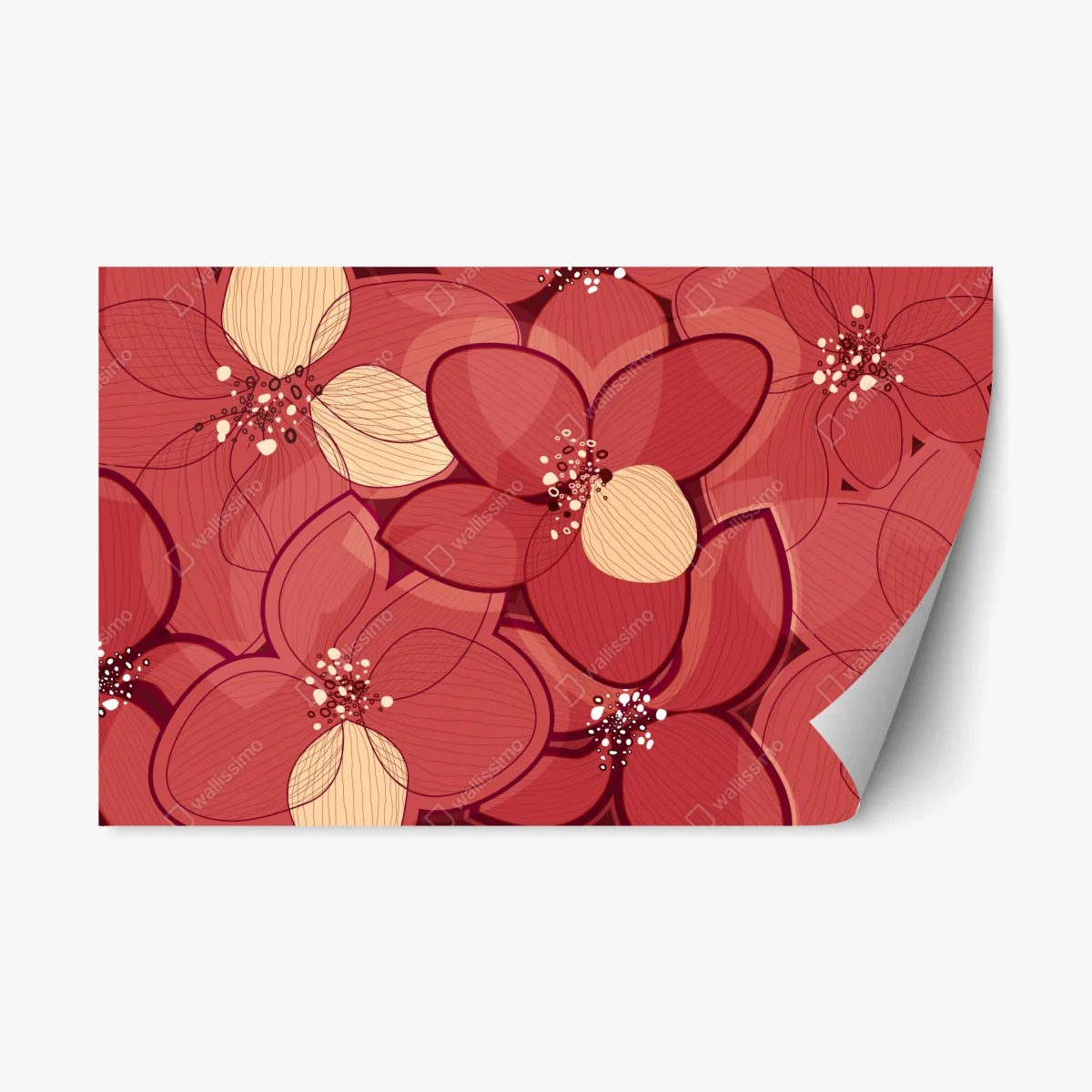 Repositionable sticker red floral pattern with beige centers • Wallissimo® Repositionable sticker red floral pattern with beige centers • Wallissimo®