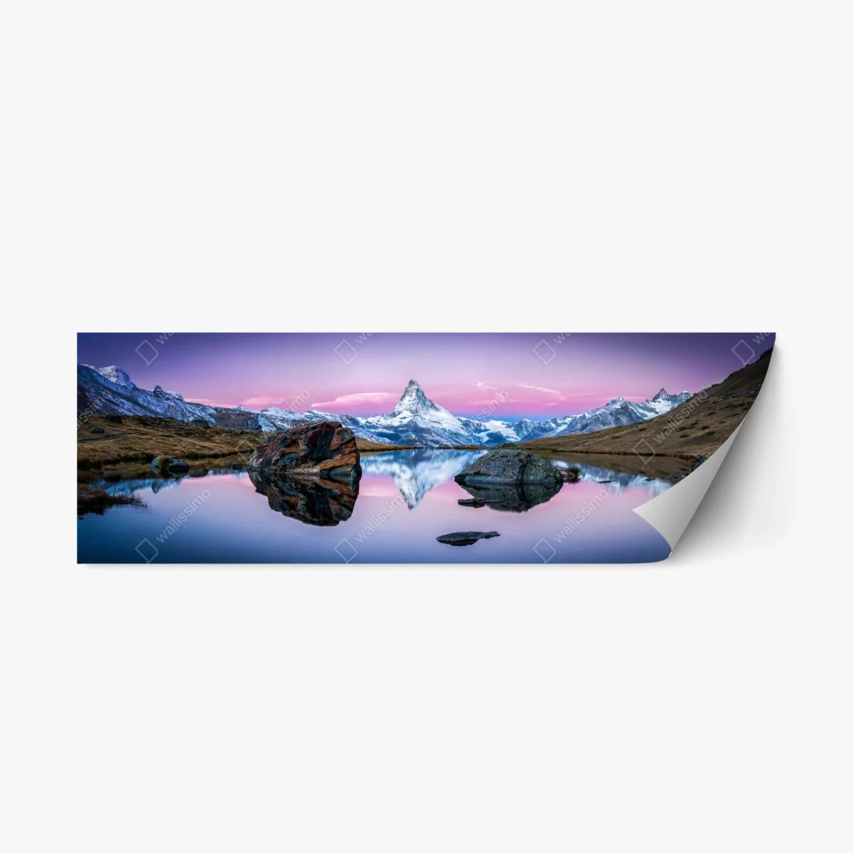 Repositionable sticker serene alpine reflection at dusk • Wallissimo® Repositionable sticker serene alpine reflection at dusk • Wallissimo®