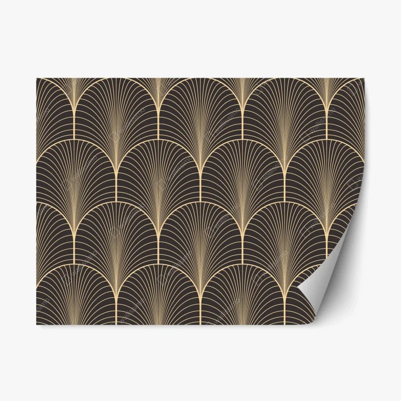 Repositionable sticker art deco gold fan pattern