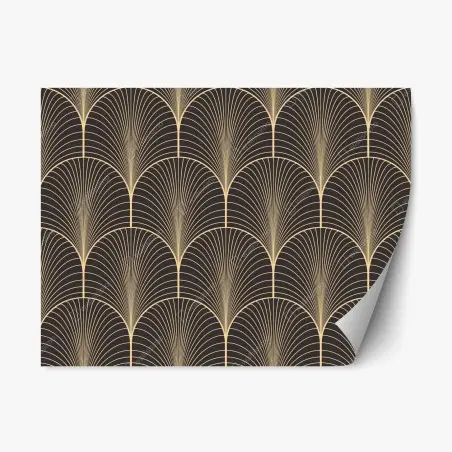 Repositionable sticker art deco gold fan pattern • Wallissimo®