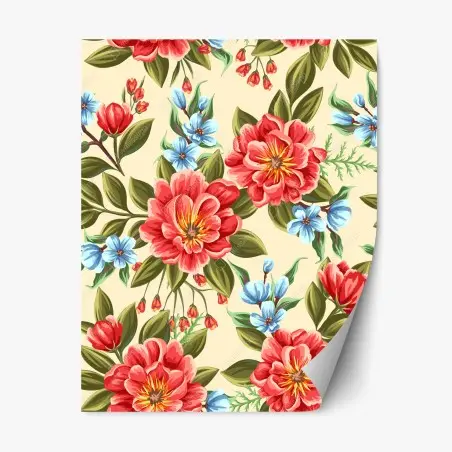 Repositionable sticker vibrant watercolor floral pattern • Wallissimo®