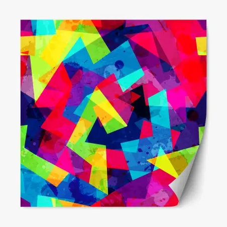 Repositionable sticker vibrant geometric watercolor collage • Wallissimo®