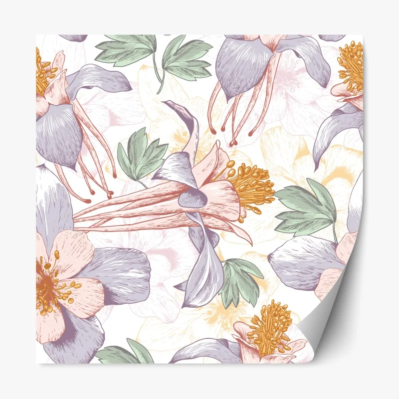 Repositionable sticker soft pastel botanical blooms