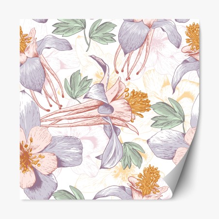 Repositionable sticker soft pastel botanical blooms • Wallissimo®