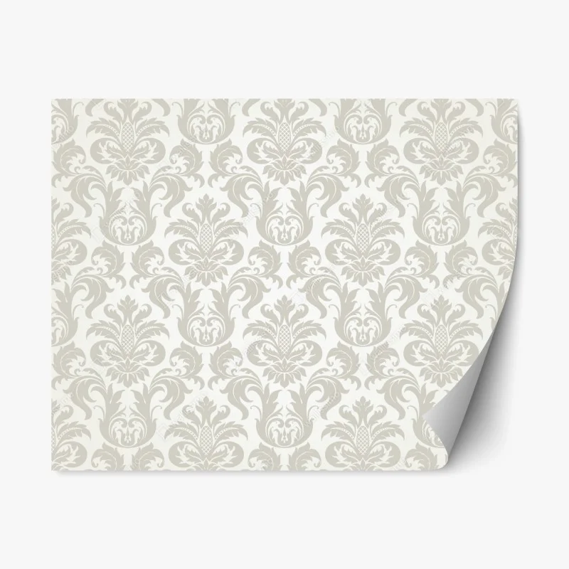 Repositionable sticker elegant beige damask pattern