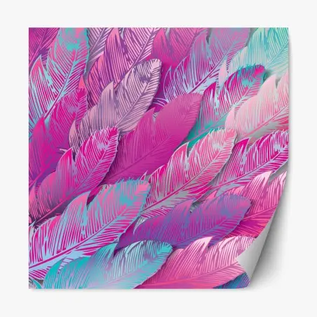 Repositionable sticker iridescent pink feather pattern • Wallissimo®