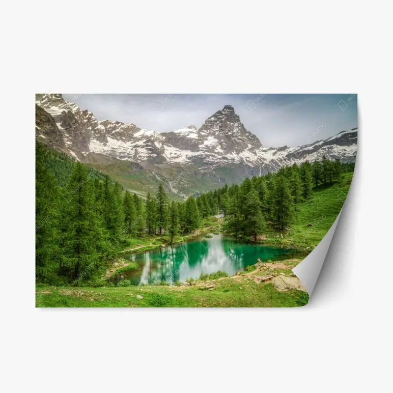 Repositionable sticker blue lake near Cervinia