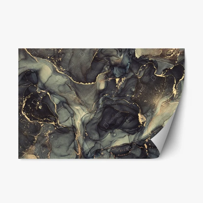Repositionable sticker luxury abstract alcohol ink art with gold veins