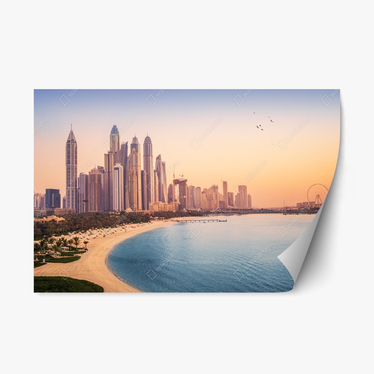 Repositionable sticker Dubai skyline at sunset ⁕ Wallissimo® Repositionable sticker Dubai skyline at sunset ⁕ Wallissimo®