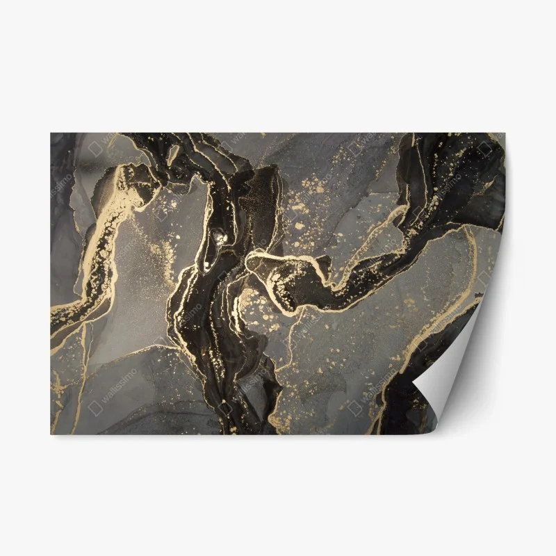 Repositionable sticker luxury black and gold marble abstract