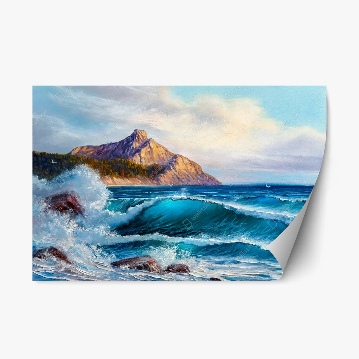 Repositionable sticker turquoise ocean wave seascape • Wallissimo® Repositionable sticker turquoise ocean wave seascape • Wallissimo®