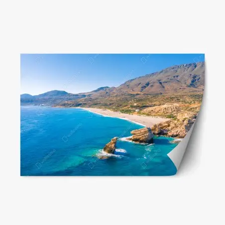 Repositionable sticker turquoise coastal beach panorama • Wallissimo®