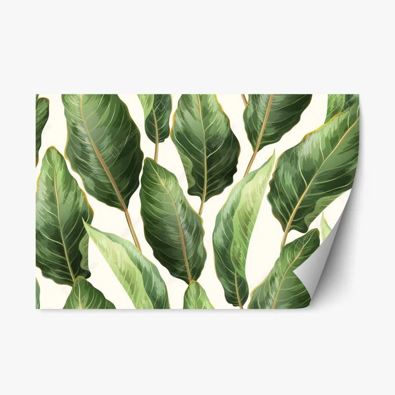 Repositionable sticker tropical banana leaf seamless pattern