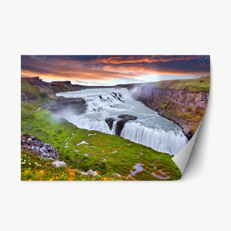 Repositionable sticker Gullfoss waterfall panoramic view ⁕ Wallissimo®