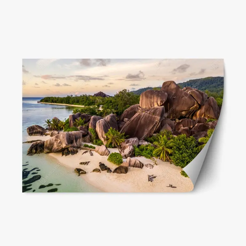 Repositionable sticker sunset over Hintersee rock island • Wallissimo®