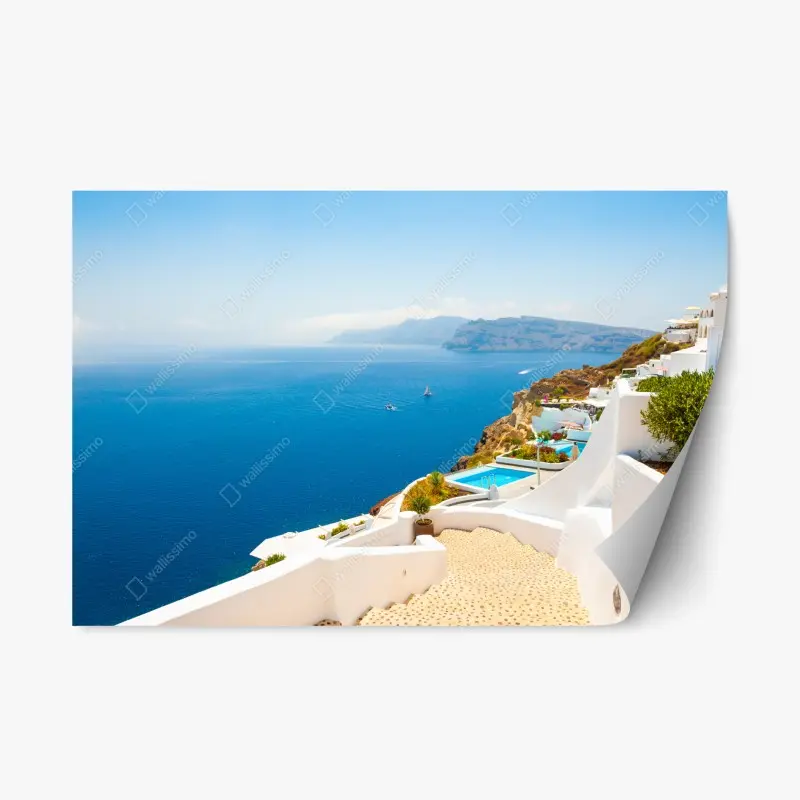 Repositionable sticker Santorini coastal view with white architecture ⁕ Wallissimo® Repositionable sticker Santorini coastal view with white architecture ⁕ Wallissimo®