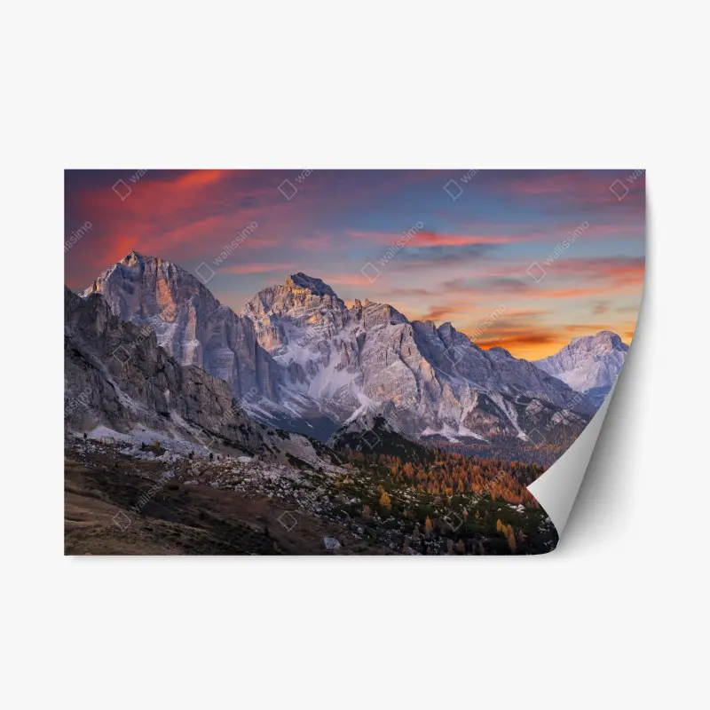 Repositionable sticker majestic autumn mountain sunset