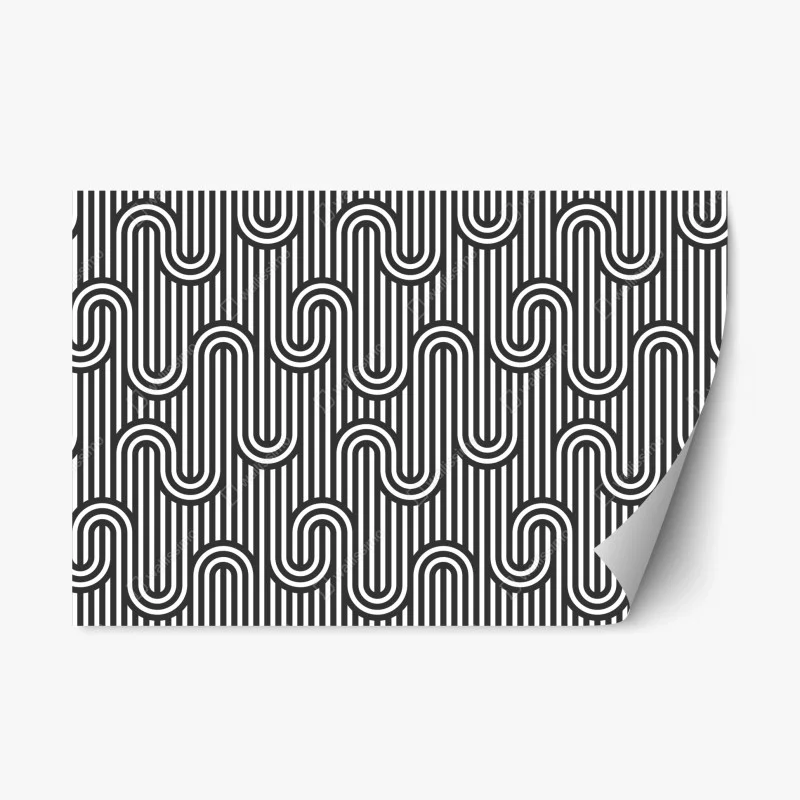 Repositionable sticker black and white geometric optical pattern