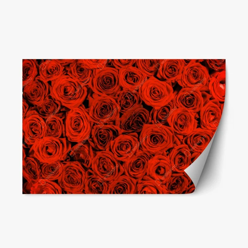 Repositionable sticker lush red rose bouquet