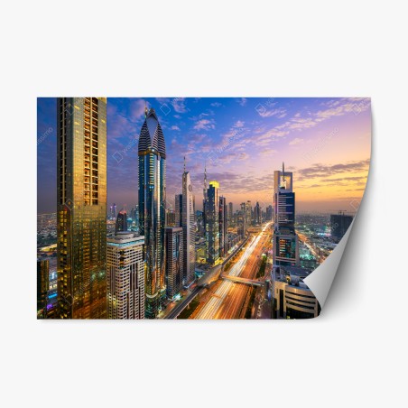 Repositionable sticker Dubai skyline at dusk • Wallissimo®
