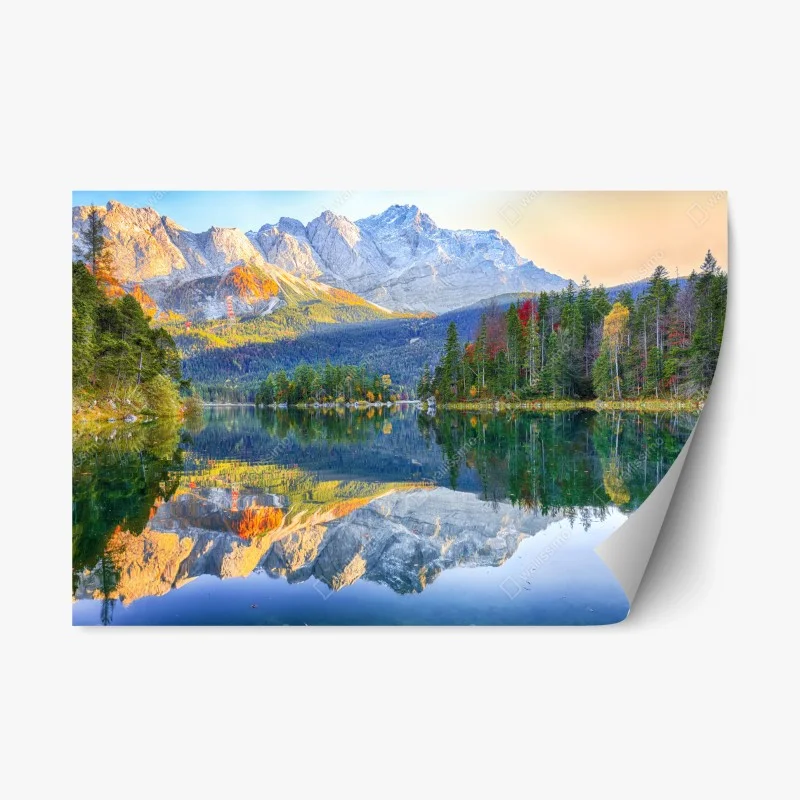 Repositionable sticker autumn reflections on Eibsee at Zugspitze