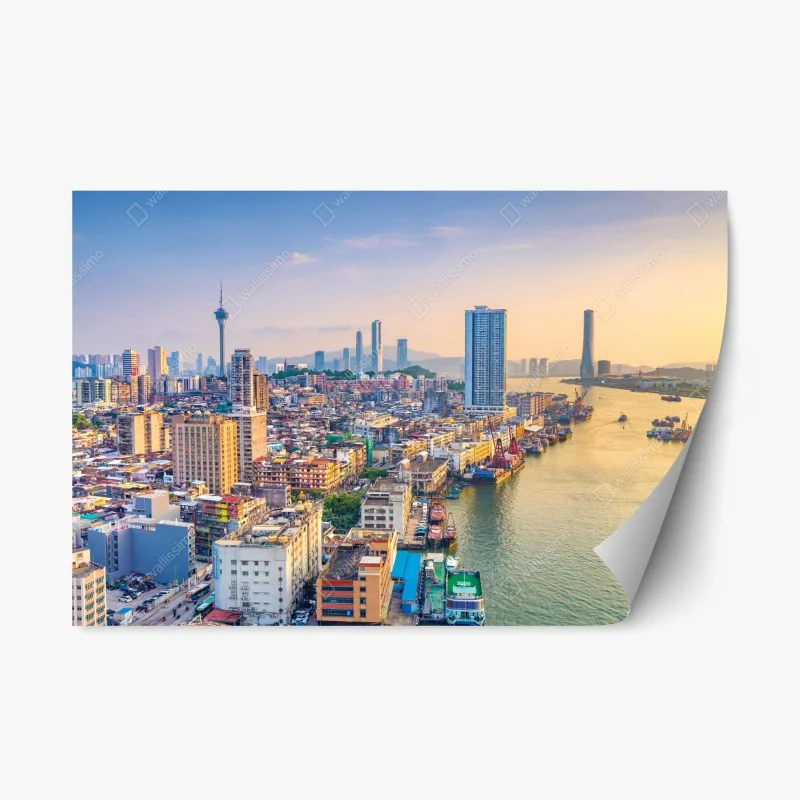 Repositionable sticker Macau skyline at sunset