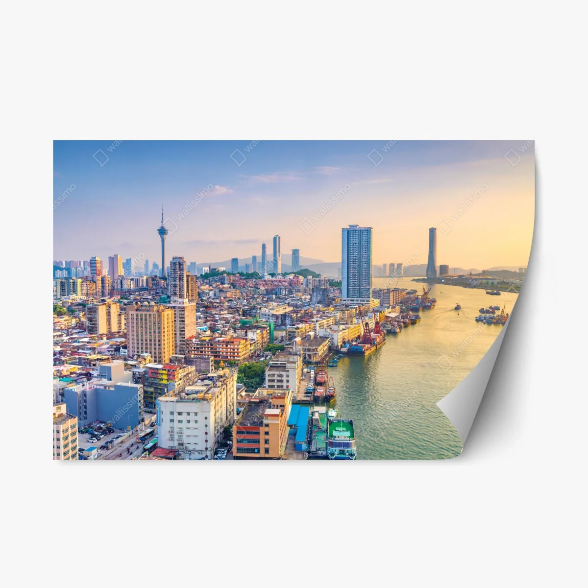 Repositionable sticker Macau skyline at sunset • Wallissimo® Repositionable sticker Macau skyline at sunset • Wallissimo®