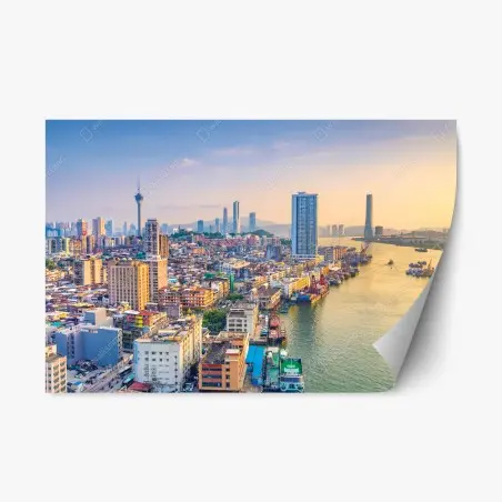 Repositionable sticker Macau skyline at sunset • Wallissimo®