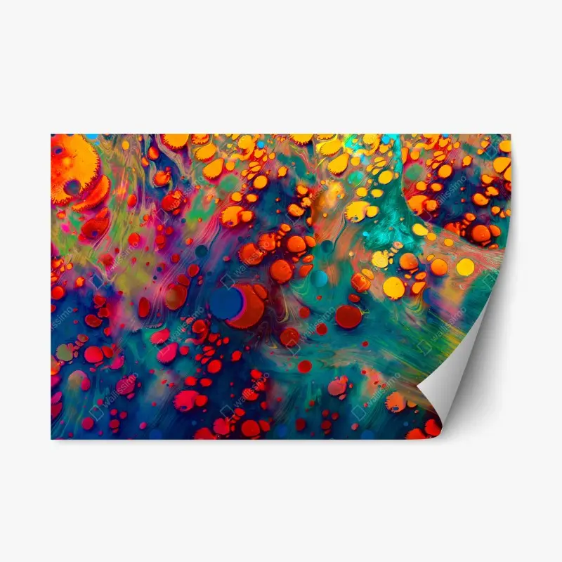 Repositionable sticker vibrant turquoise and orange marble art