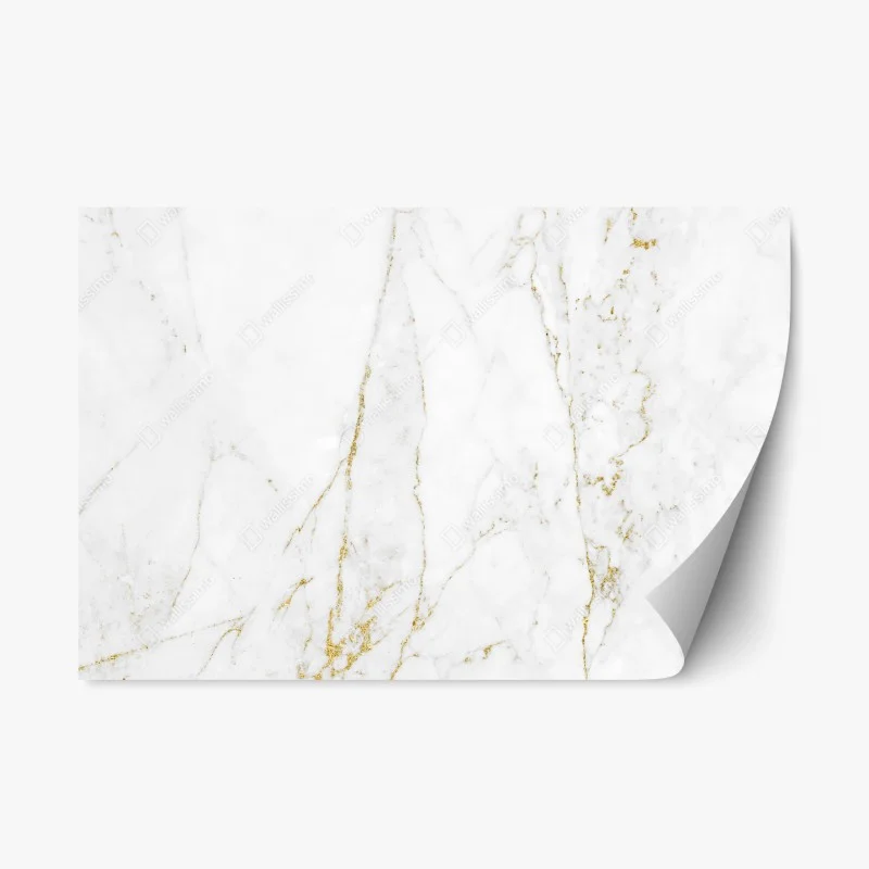 Repositionable sticker white marble with gold veins