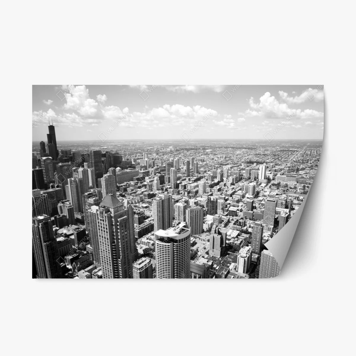 Repositionable sticker Chicago skyline in grayscale • Wallissimo® Repositionable sticker Chicago skyline in grayscale • Wallissimo®