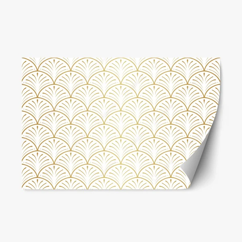 Repositionable sticker gold art deco fan pattern