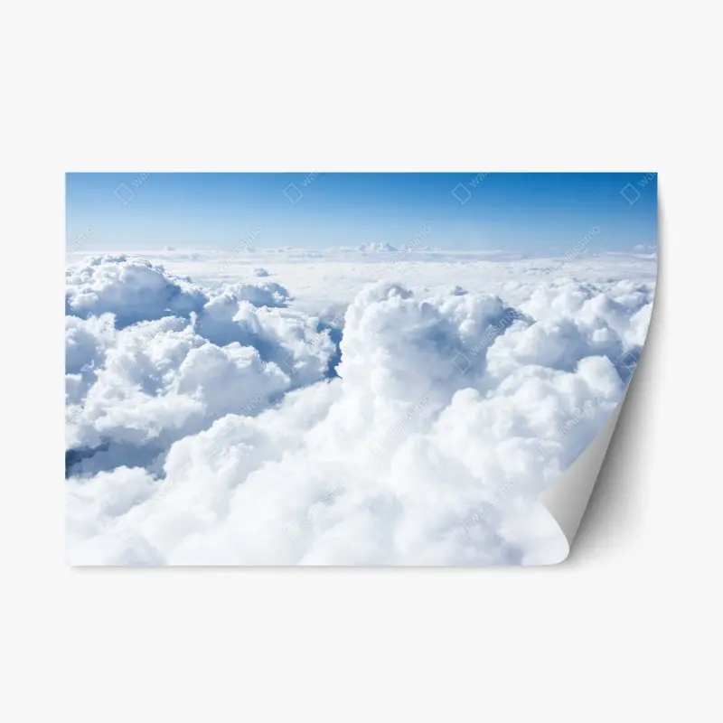 Repositionable sticker view from above: soft clouds and blue sky