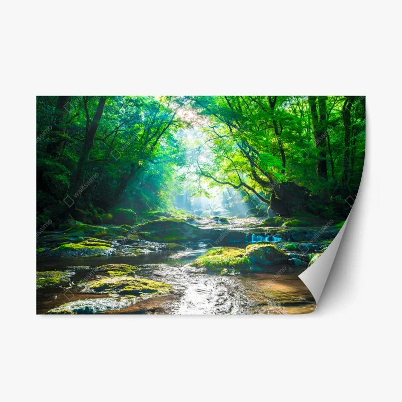 Repositionable sticker vibrant layered mountain gradient • Wallissimo®